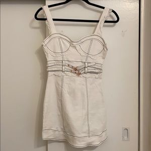 For Love and Lemons white denim like material mini